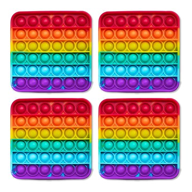 The Fidget Game Popping Mats (4 Pack) - Sensory Toys for Kids for Autism, Stress &amp; Anxiety - Rainbow Popper for Toddlers, Boys, Girls, &amp; Adults