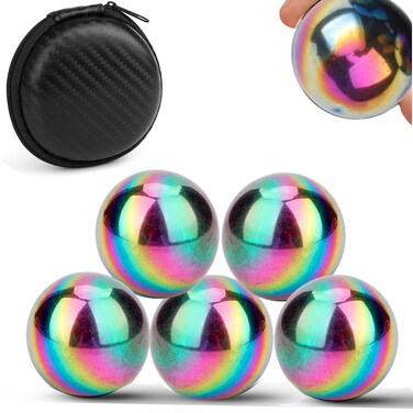 Cool 1.26 Inch Jumbo Magnets Balls Fidget Toys for Adults, Large Fidget Mangetic Sphere with Case for Office Desk Decorations, Fidget Ferrite Putty Stones Holiday Stocking Stuffer Gift 5 Pack