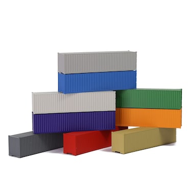 C15008 9pcs Model Train N Scale 1:160 Blank Shipping Container 40ft Cargo Box 40' Freight Car (40ft)