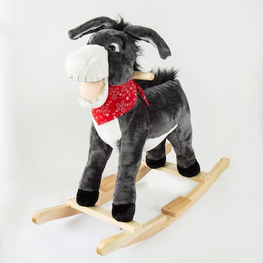 Kids Plush Ride-On Rocking Horse, Ride-On Pony with Wooden Base, Animated Rocking Horse, for Ages 18 Months and up, White