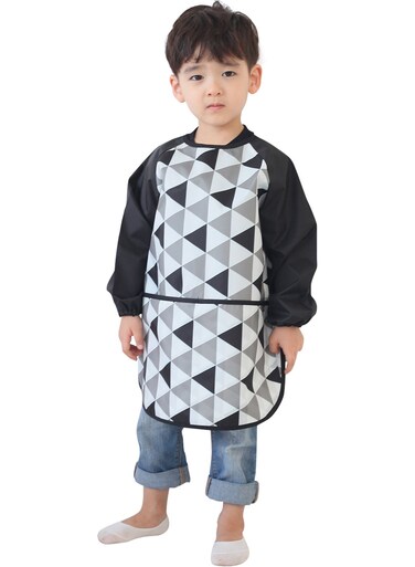 Plie Waterproof Kids Art Smocks 53 Colors (Age 1-10, S-XXL Size), Black Triangle (21-XXL)