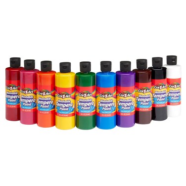 Cra-Z-Art Washable Tempera Paint Bulk Pack 10ct, Assorted Colors 8oz each bottle