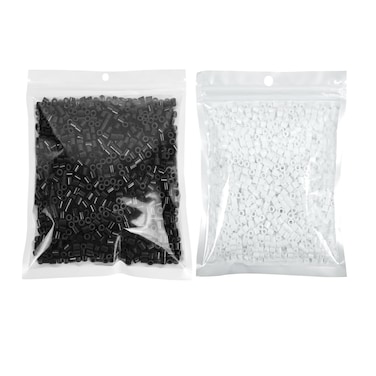 Tcthbc Fuse Beads Black and White, Bundle of 1000 Piece Black Melty Beads and 1000 Pieces White Melty Beads, Compatible Perler Beads Hama Beads, 2 Pack