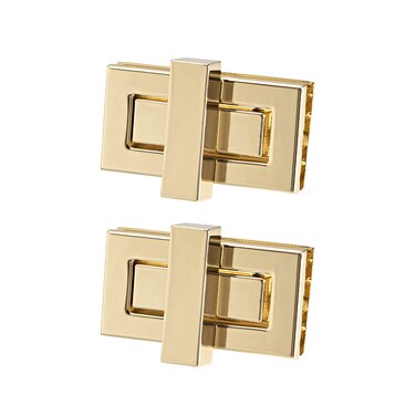 uxcell 2 Sets Rectangular Purses Twist Lock 44mm X 22mm Clutches Closures for DIY Bag Making - Light Gold