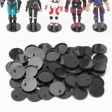 DisplayMore 50 Pieces Round Clear Action Figure Display Stands Compatible with 3.75 inch Vintage Gi joe Figure toy (Fit For 3.75 inch Vintage Gi joe(Black))