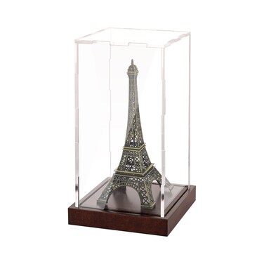 Clear Acrylic Display Box Showcase for Small Dolls Acrylic Display Case with Solid Built-in Wooden Base(4x4x7.9 inch; 10x10x20 cm)