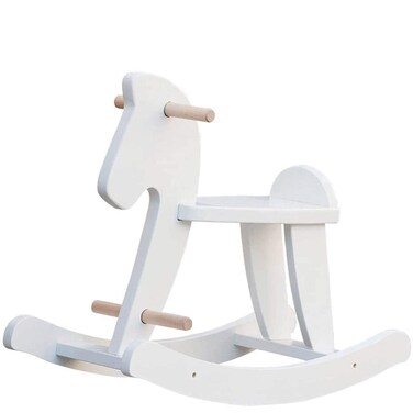 labebe - Wooden Rocking Horse, Baby Wood Ride On Toys for 18 Months Up, White Rocker Toy for Kid, Toddler Ride Animal Indoor/Outdoor, Boy&amp;Girl Rocking Animal, Infant Ride Toy, Christmas/Birthday Gift