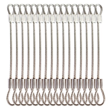Bytiyar 20 pcs 6 inch (15cm) 3mm Thickness Stainless Steel Wire Cable with Loops Vinyl Cover Coated Short Rope Lanyard Lock Safety Tether Chains, Clear
