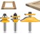 OLETBE Router Bit Set 1/2-Inch Shank, 3 PCS Round Over Raised Panel Ogee Cabinet Door Rail and Stile Router Bits, Woodworking Wood Cutter, Wood Carbide Groove Tongue Milling Tool(Orange)