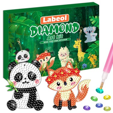 Labeol Arts and Crafts for Kids Ages 8-12 - Creat Your Own GEM Keychains-5D Diamond Art by Numbers GEM Art Kits for Kids Girls Toddler Crafts Age 6-7 6-8 10-12 (Christmas)