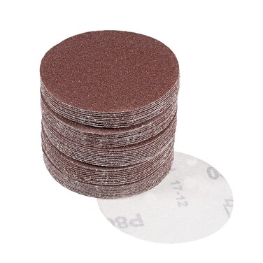 uxcell 50Pcs 3 Inch Hook and Loop Sanding Disc 80 Grits Flocking Sandpaper for Random Orbit Sander Brown