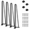 SMARTSTANDARD 18 Inch Hairpin Table Legs, 3 Steel Rods 1/2 Inch Pipe Diameter, 800lbs Load Capacity, Mid-Century Style for Coffee Table, Side Table, Night Stand (Black, 4PCS)
