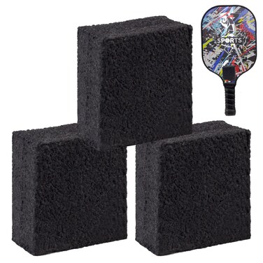 3Pcs Pickleball Paddle Eraser, Carbon Fiber Paddle Cleaner Tennis Paddle Eraser Dust Rubber Eraser for Removing Ball Residue, Dirt, Dust, Minor Scratches Quickly