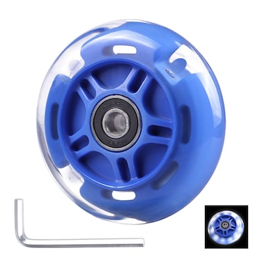 Gladeer 1-Pack 80mm Light Up Scooter Wheel Rear White Led Flashing Replacement Wheel for 3-Wheeled Kid Scooter (Blue)