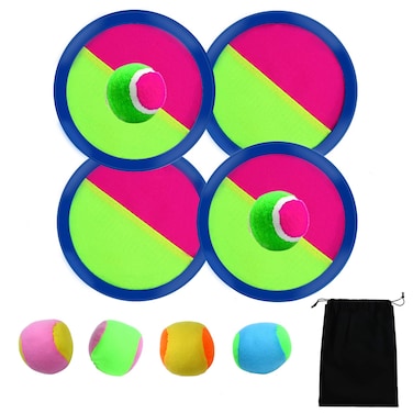 Aneco Paddle Catch Ball and Toss Game Set Disc Toss and Catch Paddle Game with Storage Bag, 4 Paddles and 6 Balls (Blue)