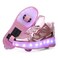 YTFCstep Roller Skate Shoes for Boys and Girls Kids LED Light Up Fashion Sneakers with Rechargeable and Detachable Wheels The Gift for Party Birthday Christmas Day,1 Big Kid,Pink
