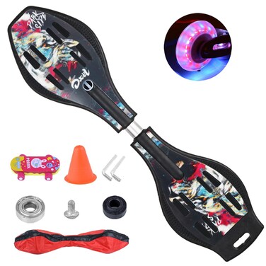 Tmore RipStik Caster Board Skateboard, Deluxe Junior Caster Board with 360-degree Casters, 2 Illuminating Wheels Compact Lightweight Durable Twistboard for Teenagers and Adults