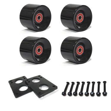 LOOEEL 60mm Cruiser Wheels 80A Contains ABEC-9 Bearings and Spacers,Skateboard Riser Pads,Skateboard Hardware Screws Bolts,fit for Your Cruiser Skateboards,Penny Board -Black