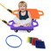 romrex 2 Plastic Scooter Boards with Handles for Kids Sitting and Sports Training, with 1 Ring, 2 Ropes and 4 Beanbags, Indoor and Outdoor Play