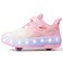 Ylllu Kids LED USB Charging Roller Skate Shoes with Wheel Shoes Light up Roller Shoes Rechargeable Roller Sneakers for Girls Boys Children(4.5 US Big Kid)