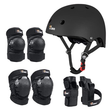 JBM Adult &amp; Kid Skating Protective Gear Set for Beginner to Advanced, Skateboard Helmet Knee and Elbow Pads with Wrist Guards for Inline Roller Skating, Scooter, Skateboarding