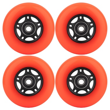 WHEELCOME Inline Skate Wheels with Bearings ABEC-9 and Floating Spacers for Blades Roller Hockey Skates, 85A Indoor &amp; Outdoor, 64mm/70mm/72mm/76mm/80mm Dia, 4-Pack (Orange, 80mm)