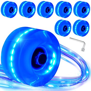 Rolitwils 8 Pack 78A Light up Roller Skate Wheels 32 * 58/36 * 65mm,Skate Wheels with Bearings Installed for Indoor or Outdoor Double Row Skating and Skateboard Accessories