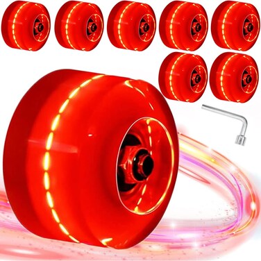 Rolitwils 8 Pack 78A Light up Roller Skate Wheels 32 * 58/36 * 65mm,Skate Wheels with Bearings Installed for Indoor or Outdoor Double Row Skating and Skateboard Accessories