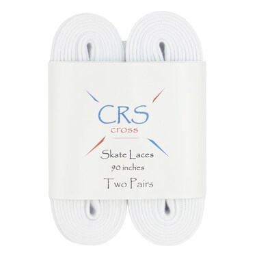 CRS Cross Figure Skate Laces. Two (2) Pair. White, Polyester, Stay Tight Skate Lace for Ice Skating, Figure Skating, and Roller Skates. (100 inch)