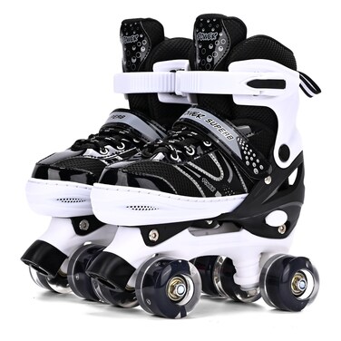 G MGY OLED Roller Skates for Boys, Adjustable Size Double Roller Skates, with All Wheels Light up, Fun Illuminating for Girls Boys for Kids, Rollerskates for Kids Beginners, Medium (2-5), Black
