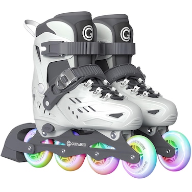 Skates Adjustable Inline Skates for Adult Women Youth with Light Up Wheels, Fun Illuminating Rollerskates Blades for Boys and Girls Indoor &amp; Outdoor Beginners, M/L (M)