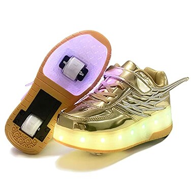 Nsasy Kids Roller Shoes Boy Girl Sneakers with Wheels Become Sport Sneaker with Led for Christmas Birthday Children Gift