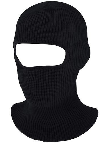 SATINIOR 1 Hole Ski Mask Winter Knitted Balaclava Warm Full Face Mask Cover Windproof Head Mask for Men Women Sports Outdoor(Medium,Black)