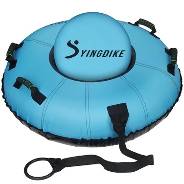 YINGDIKE Snow Tube for Sledding, Heavy Duty 40" Snow Sled with 4 Handles and Cushion Seat, Inflatable High Speed 600D Canvas Cover Ski Tubes with Towable Strap (Blue)