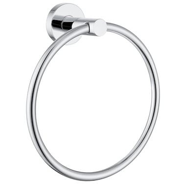 Bath Towel Ring Chrome, Angle Simple Stainless Steel Hand Towel Holder, Round Towel Hanger Heavy Duty, Wall Mounted