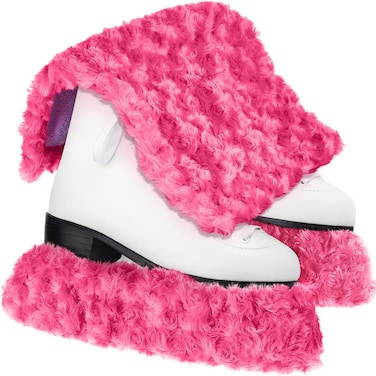 RoundFunny Ice Skate Blade Covers and Towel Absorbent Hockey or Figure Skate Guard Skate Soakers for Soft Fuzzy Skate Blades Protector for Girls Boys Adult Skating (Medium,Pink)