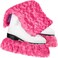 RoundFunny Ice Skate Blade Covers and Towel Absorbent Hockey or Figure Skate Guard Skate Soakers for Soft Fuzzy Skate Blades Protector for Girls Boys Adult Skating (Medium,Pink)