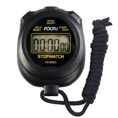 FCXJTU Simple Stopwatch Timer, Single Lap Stopwatch Countdown Timer, No Hourly Beep, On/Off, AAA Battery(Included), Large Display, Easy to Use, Ideal Sports Stopwatch for Kids Coaches Black