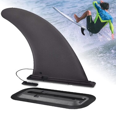 EIKEJI Paddle Board Fin, 9" Sup Fin Replacement with Base, Nylon Sup Single Center Fin No-Tool Installation, Durable Paddle Board Accessories for Inflatable Paddleboard, Sup, Longboard