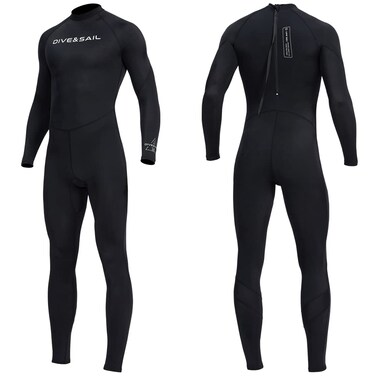Dive Skins for Women Men Full Body Swimsuit Rash Guard Scuba Skin Thin Wetsuit, One Piece Long Sleeve Quick Dry Diving Skin UV Protection Surfing Spandex Wet Suit for Water Sport (M, Men-Black)