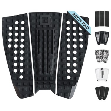 3-Piece Surfboard Traction Pad - Arch, Flat, or Front - Maximum Grip, Super Strong 3M Adhesive - Fits All Surf Pad Shortboard, Fish, Longboard, SUP, Skimboard - Stomp or Deck Pad