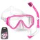 WACOOL Snorkeling Snorkel Diving Scuba Package Set Gear for Kids Youth Junior Anti-Fog Coated Glass with Silicon Mouth Piece Purge Valve and Anti-Splash (Pink)