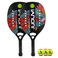 Beach Tennis Paddle Beach Tennis Racket Carbon Fiber with EVA Memory Foam Core Beach -Beach Tennis Racquet Set of 2 Paddle and 3 Ballsg（Black）