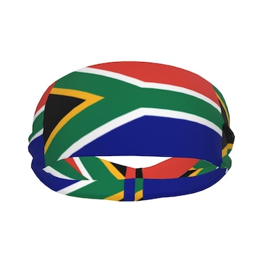 Flag of South Africa Sports Sweatband Head Bands for Women Men - Moisture Wicking and Non-Slip Athletic National Flags Headbands for Running, Yoga, Workout, Fitness and Gym