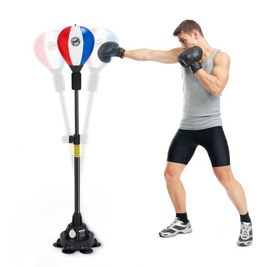 Pedestal Punching Bag for Adults &amp; Kids, Boxing Bag with Stand, Fast Rebound - Adjustable Height [Suitable for Smooth Flat Wood/Tile/Laminate/Vinyl] Fitness, Training &amp; Stress Relief