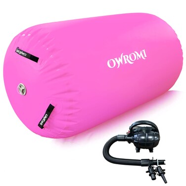 Inflatable Gymnastics Air Barrel - Inflatable Air Spot Tumbler Backbend Trainer Air Roller Tumbling Mat with Electric Pump, Inflatable Gymnastics Springboard Back Handspring Equipment