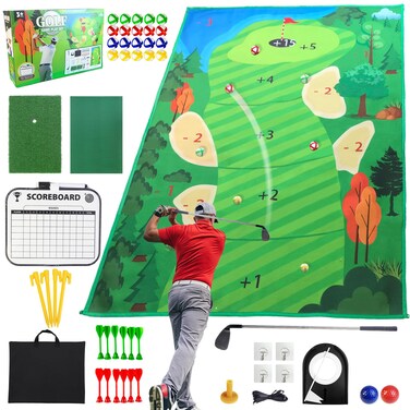 ZIRAO Velcro Golf Chipping Game, 10 Ways to Play, Golf + Darts + Plastic Hole + Chipping Mat. Complete Set for Indoors and Outdoors Golf Game, Family Entertainment, Take it Anywhere (Golf CM Florida)