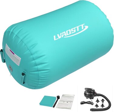 LVAOSTT Air Barrel Gymnastics Roller Air Spot, Inflatable Tumbling Mat Tumble Track Gymnastic Equipment Balance Cylinder with Pump for Yoga Cheerleading Home Use Gym