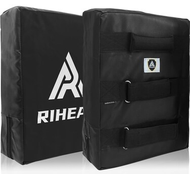 RIHEAN Martial Arts Kicking Shield Pad for Muay Thai, Taekwondo Football, Basketball, Hockey Training - Denser Foam, High-Density PU Leather Cover - 12x16in Blocking Pad (1PC)