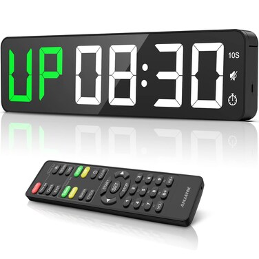 Gym Timer 15" Large LED Display Wall Clock   Interval Workout   Countdown &amp; Up   Stopwatch   12 Adjustable Volume   3 Installation Ways   Digital Timer for Fitness Home Garage Gym and Outdoor Sport